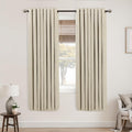 Mrs.Naturall Light Tan Grommet Linen Blackout Curtains 52x63 in - Full