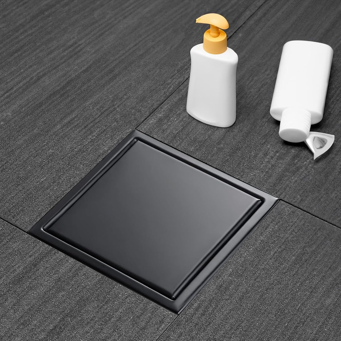 Square Shower Drain with Flange and 2 in 1 Tile-Insert Cover