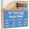 Clear Cast Acrylic Sheet 1/8 in 12 x 12 - Pack of 8 - USA Made