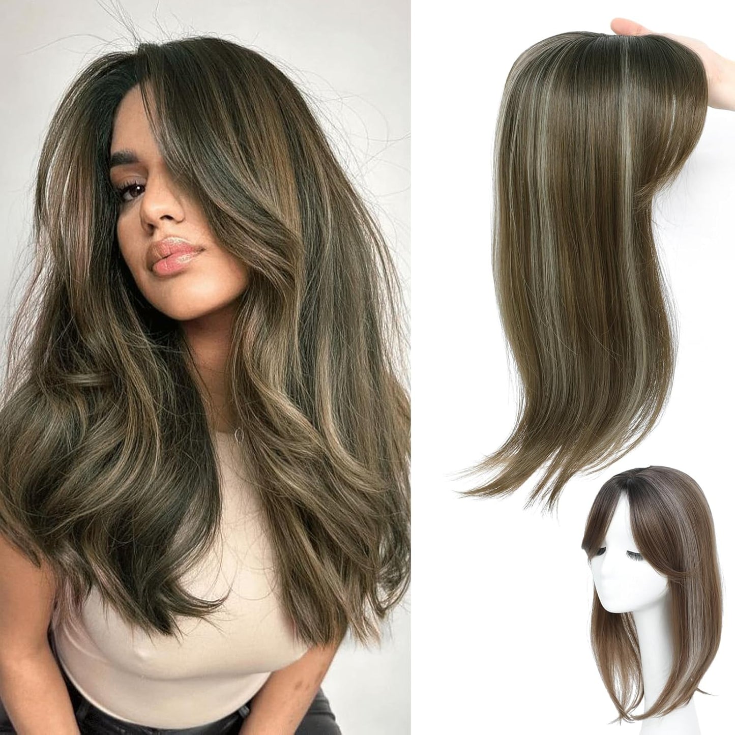 360 3D Hair Toppers for Women with Thinning Hair, 18 Inch