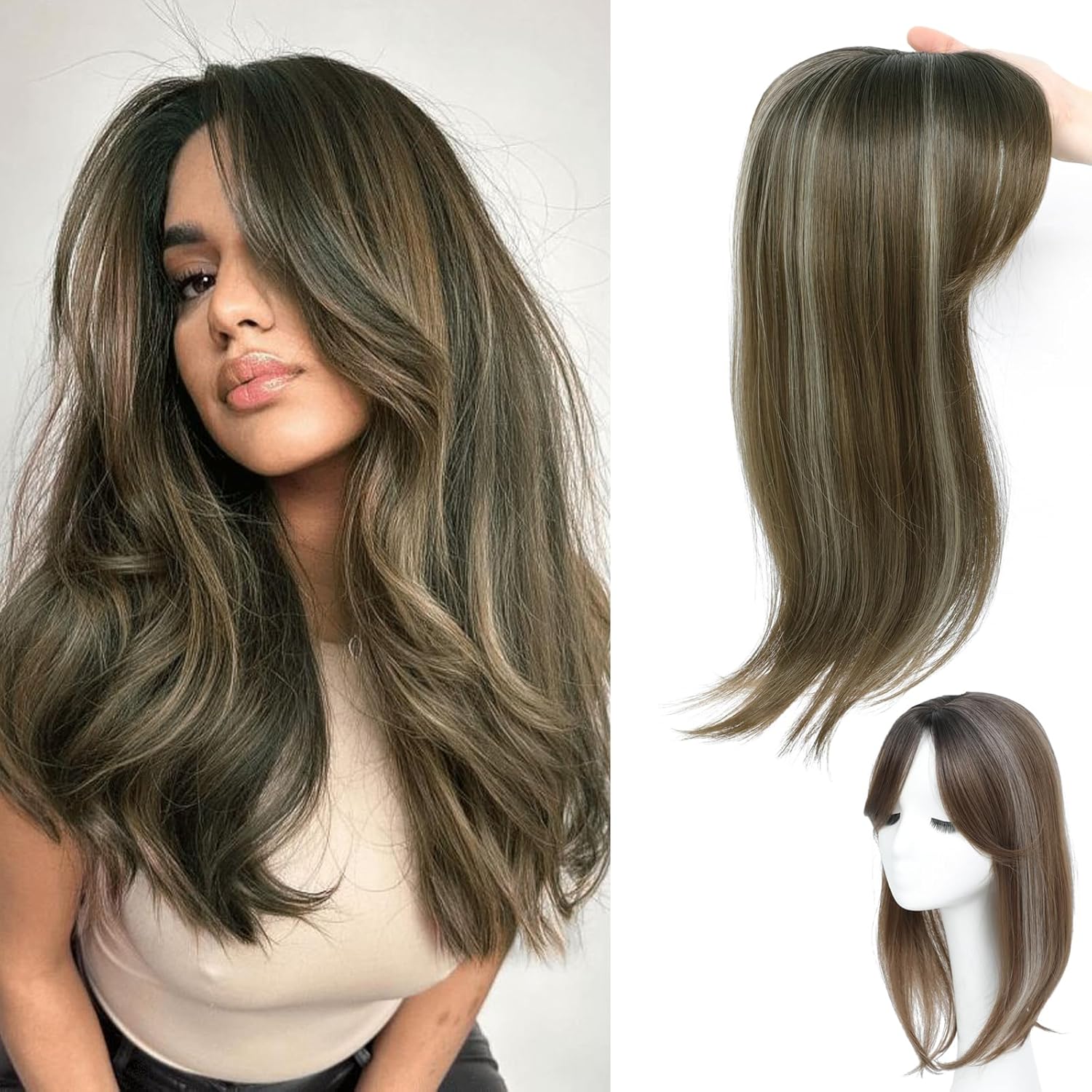 360 3D Hair Toppers for Women with Thinning Hair, 18 Inch