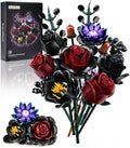 iATOM Halloween Black Burgundy Red Rose Bouquet Building Set