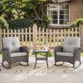 HUMMUH 3-Piece Outdoor Rocking Chairs Bistro Set - Comfortable Patio