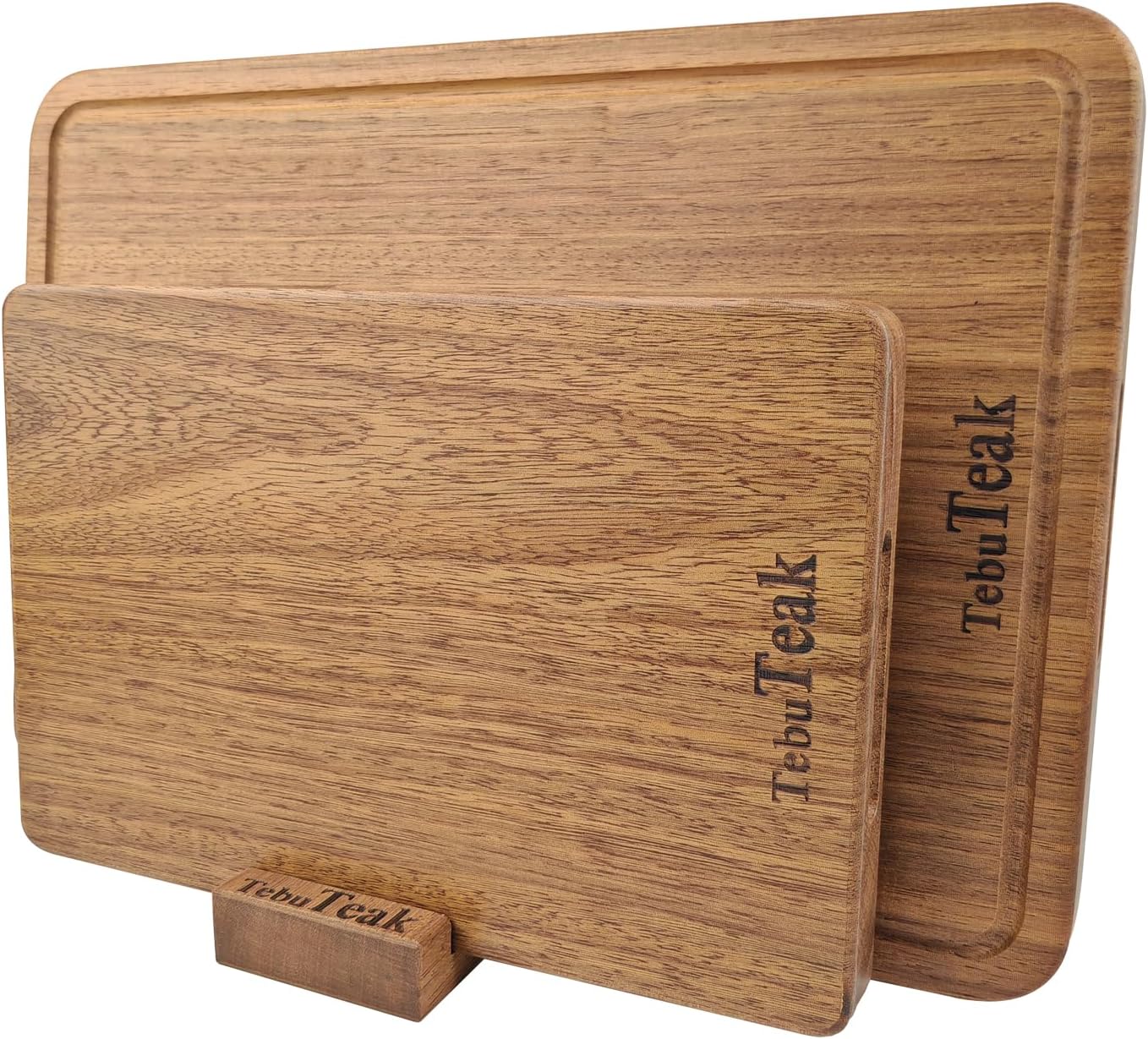 Solid Teak Wood Cutting Board Set - Durable Knife-Friendly Design