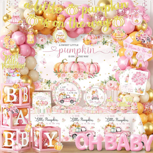 249pcs Little Pumpkin Baby Shower Decorations for Girls Party
