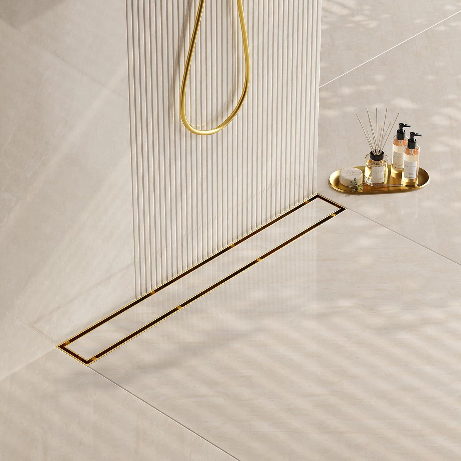 Neodrain 30-Inch Gold Linear Shower Drain for Modern Bathrooms