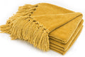 Chenille Throw Blanket 60 x 80 in - Soft Cozy Tassel Throw