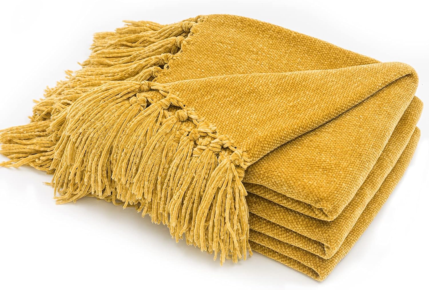 RECYCO Soft Cozy Chenille Throw Blanket with Fringe Tassel
