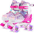 HYKID Adjustable Roller Skates for Kids - 4 Sizes, Light Up Wheels