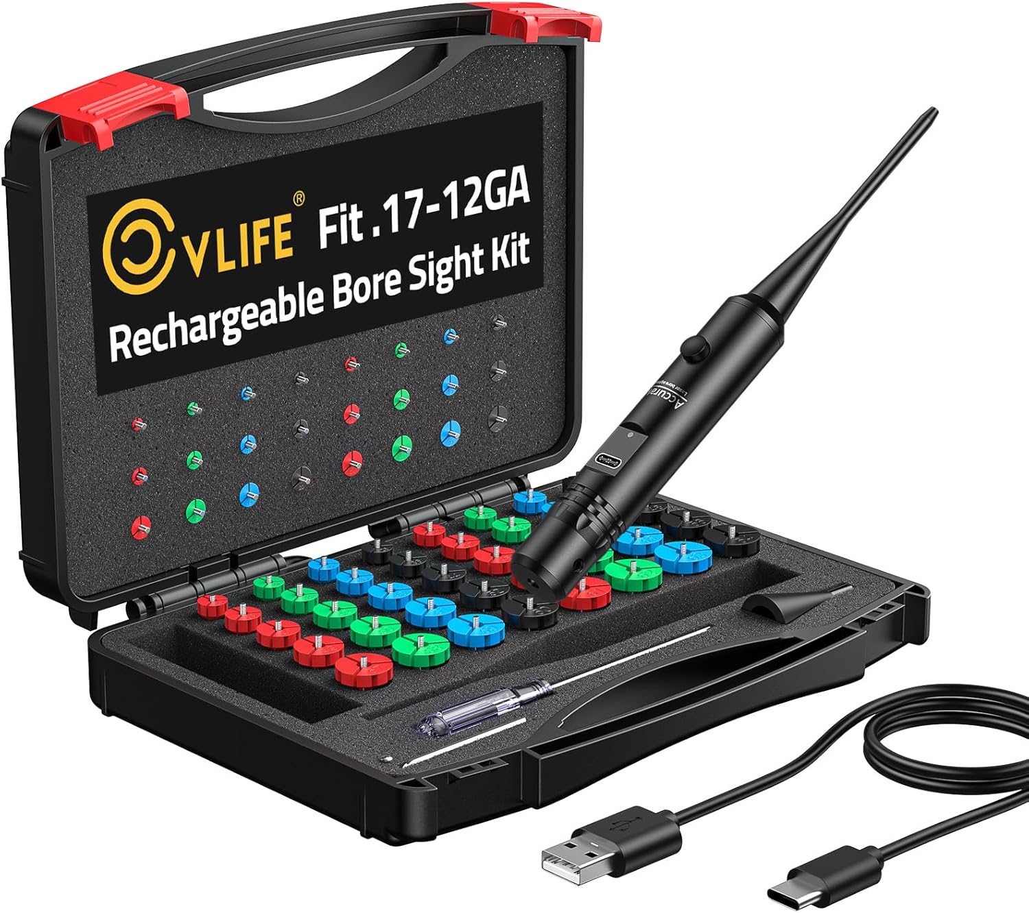 CVLIFE Rechargeable Bore Sight Laser Kit with 64 Adapters