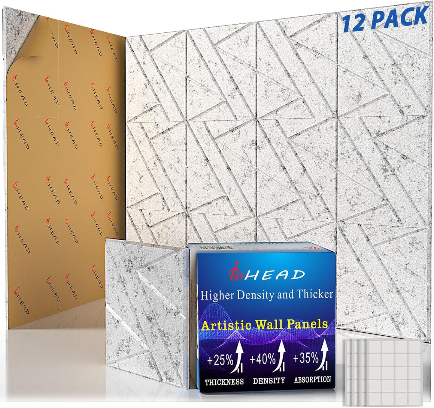 12 Pack Self-Adhesive Soundproof Wall Panels for Noise Control