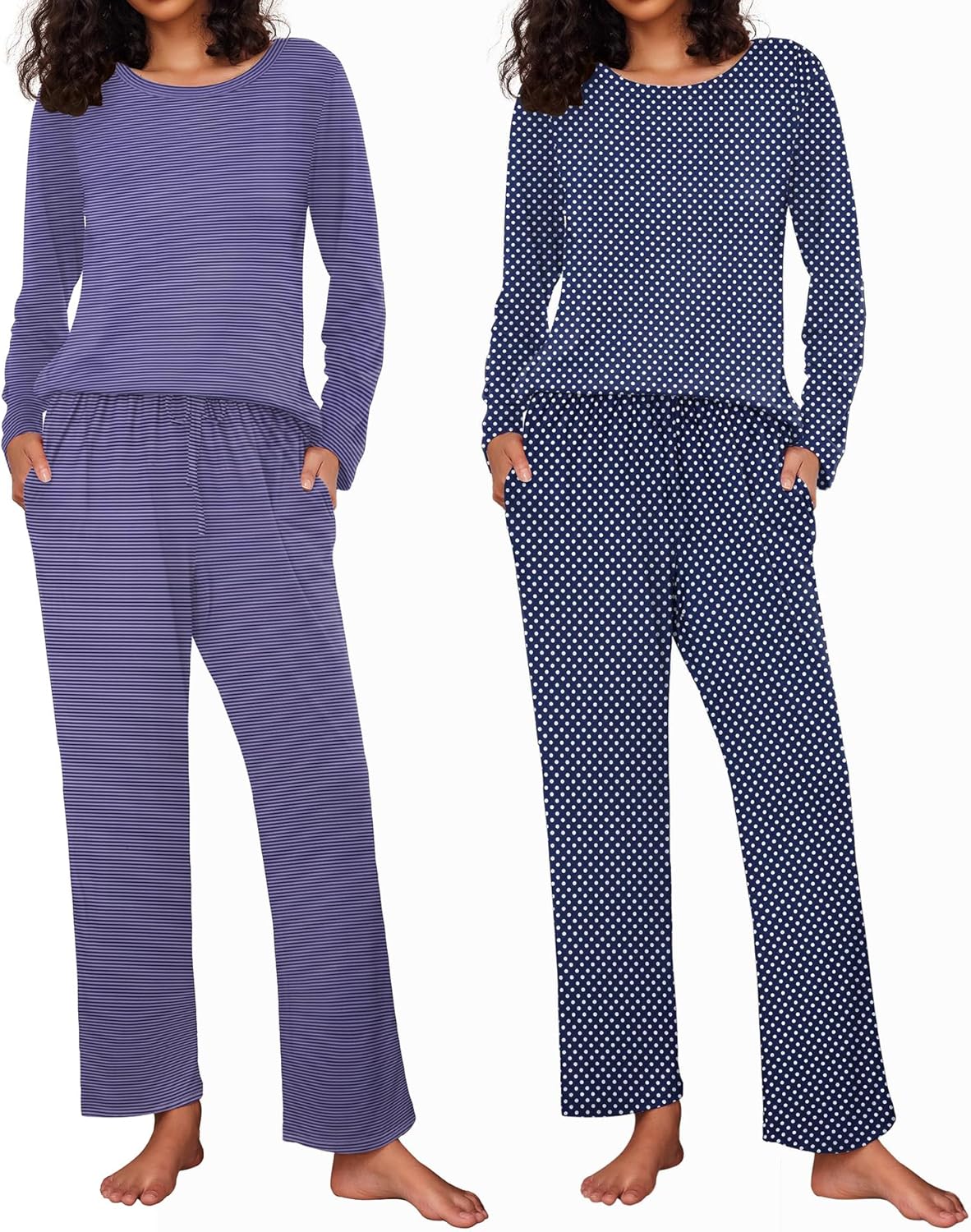 Ekouaer Women's Pajama Set Soft Long Sleeve Sleepwear with Pockets