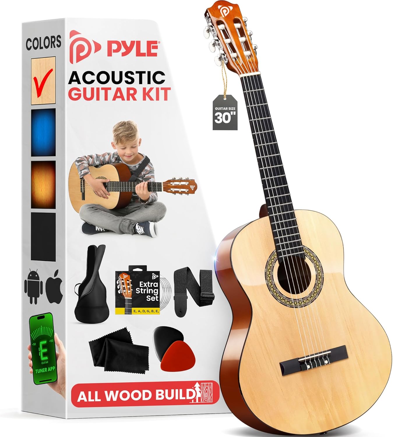 Pyle Junior Acoustic Guitar Kit for Young Musicians