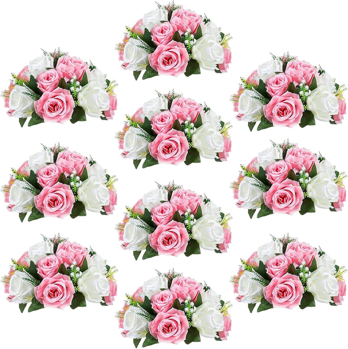 Sziqiqi Pack of 10 Lifelike Silk Rose Flowers for Decor