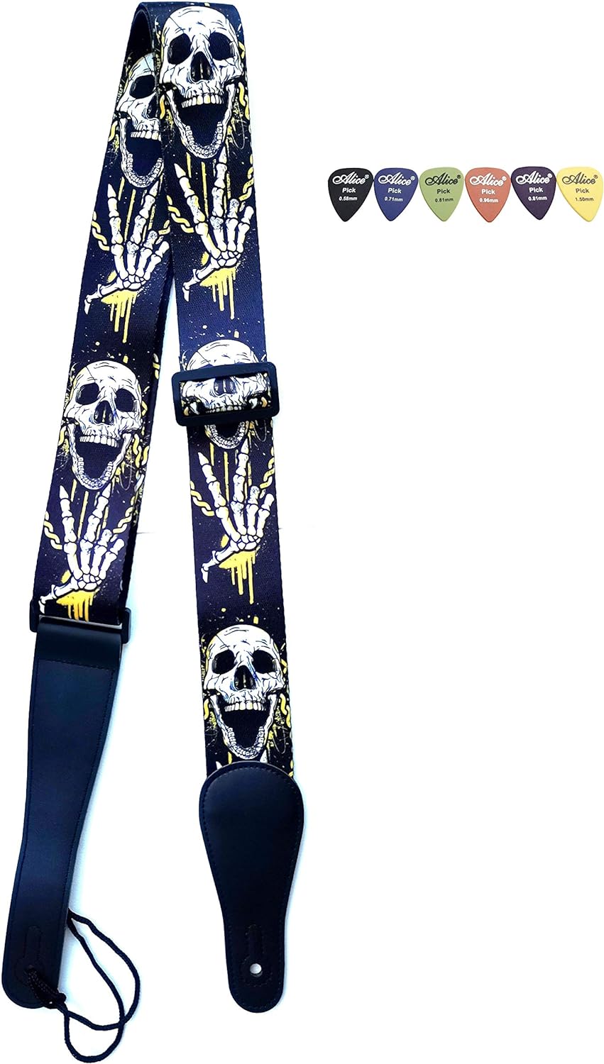 Skull Printed Guitar Strap for Ultimate Comfort