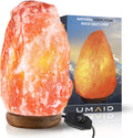 Himalayan Salt Lamp 8-10 in - Handcrafted Wooden Base, Dimmable