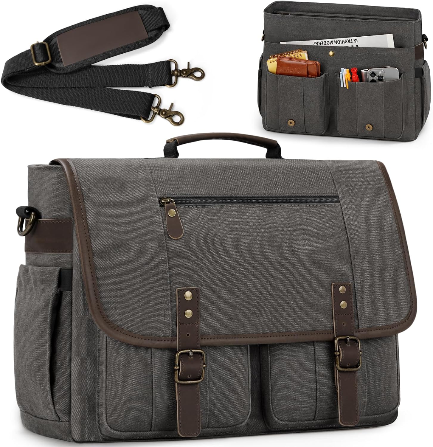 RAINSMORE Mens Messenger Bag for 17 Inch Laptop and Travel