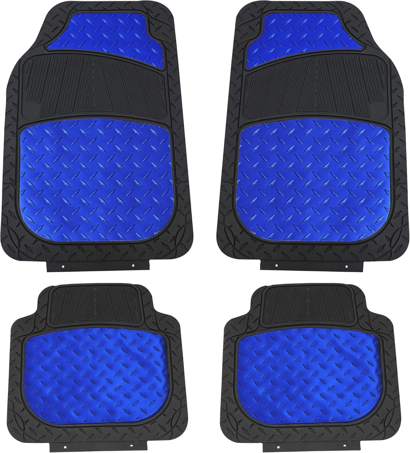 Heavy-Duty Metallic Rubber Floor Mats for Cars - Universal Fit