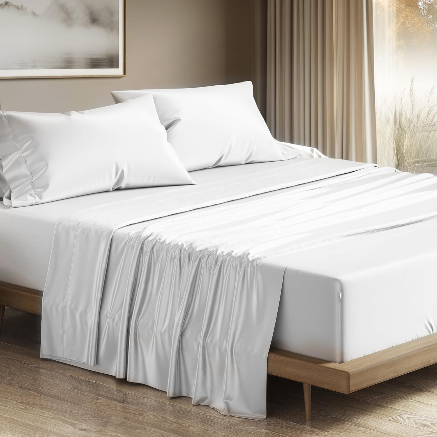 Luxurious 100% Egyptian Cotton King Size Sheets Set for Comfort