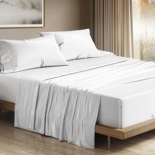 100% Egyptian Cotton Queen Sheets Set - Luxury Deep Pocket