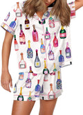 Funny Graphic Pajamas for Women Set - Silky Short Sleeve Pjs
