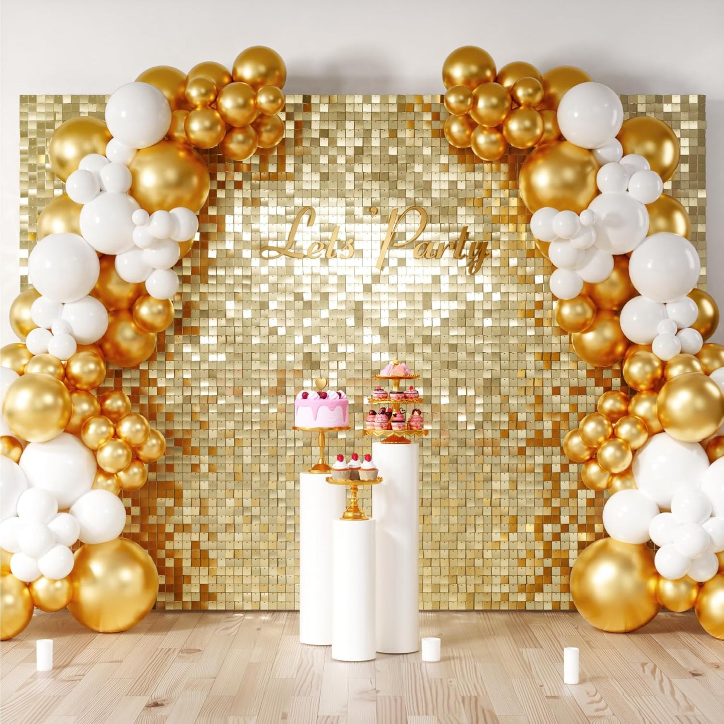 Light Gold Shimmer Wall Backdrop for Stunning Party Decor