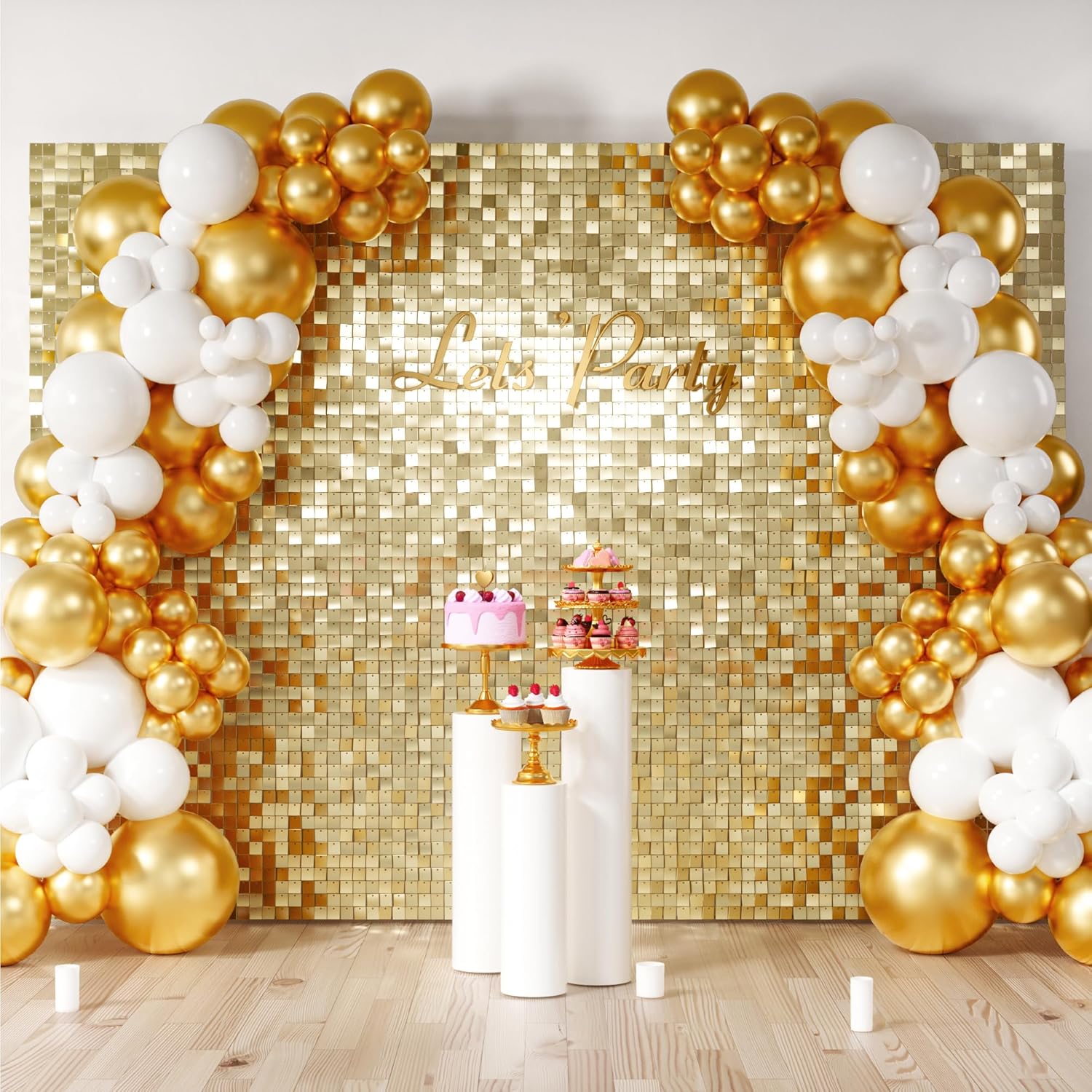 Light Gold Shimmer Wall Backdrop for Stunning Party Decor