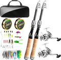 Fishing Pole and Reel Combo - 2PCS Carbon Fiber Telescopic Rods Kit