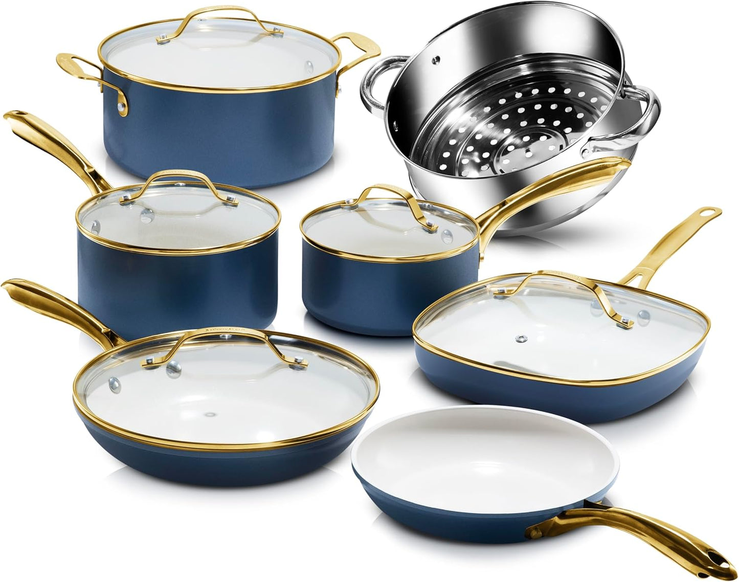 Gotham Steel 12 Pc Ceramic Cookware Set Nonstick for Healthy Cooking