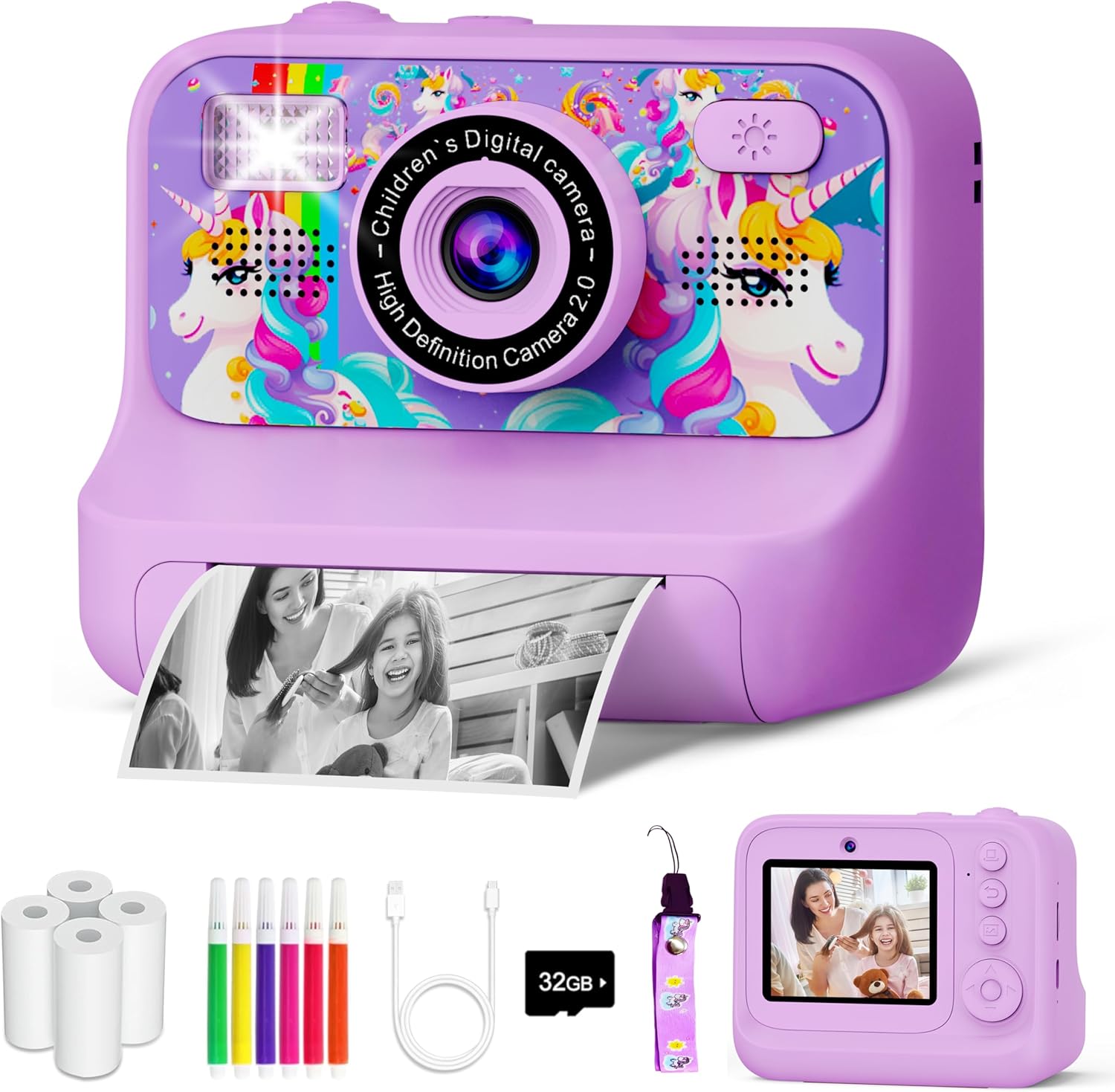 Kids Camera with Instant Print, Dual Selfie, and Fun Games