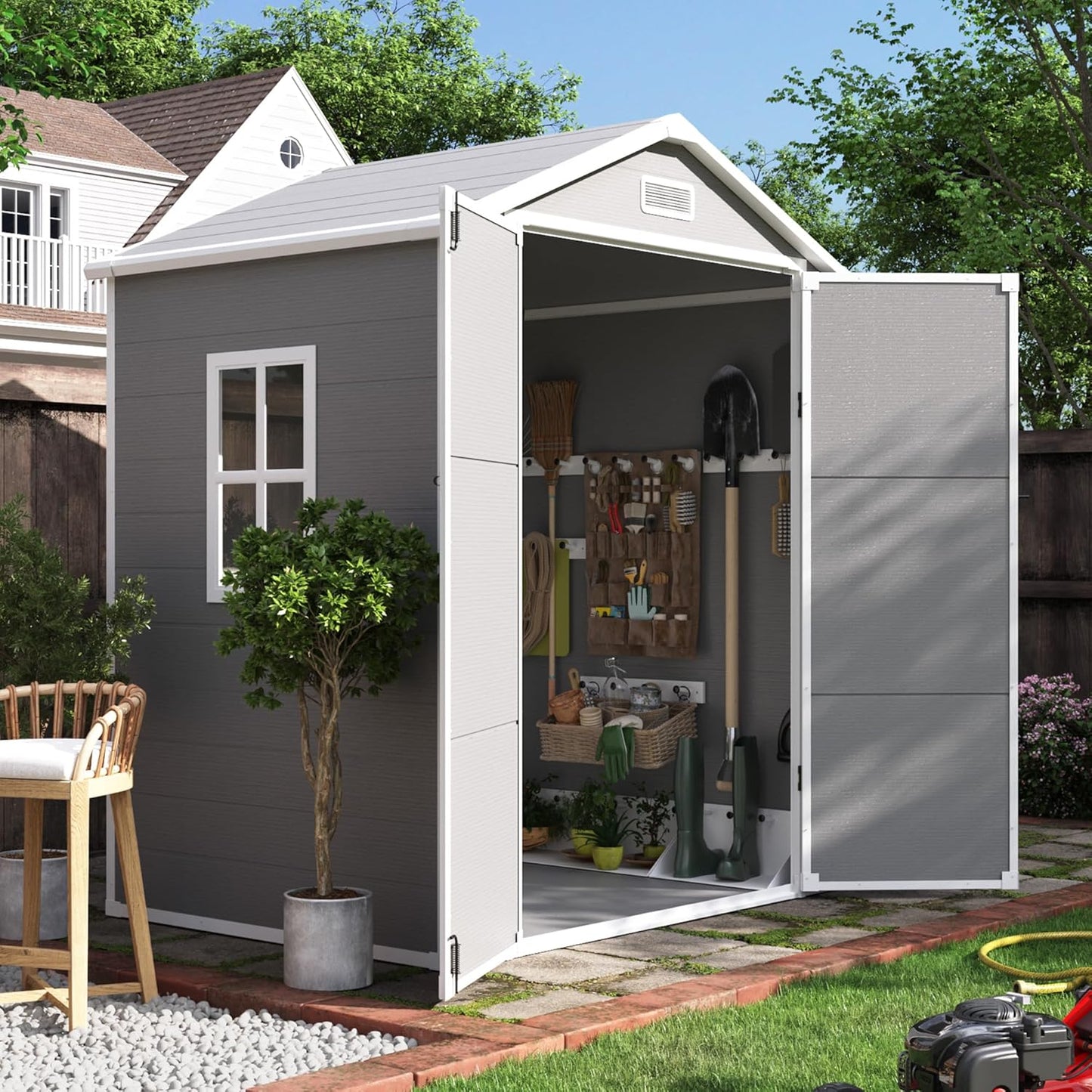 UDPATIO Outdoor Resin Storage Shed for Garden Tools and More