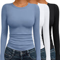 Womens Long Sleeve Crop T Shirts 3 Pack - Slim Fitted Basics