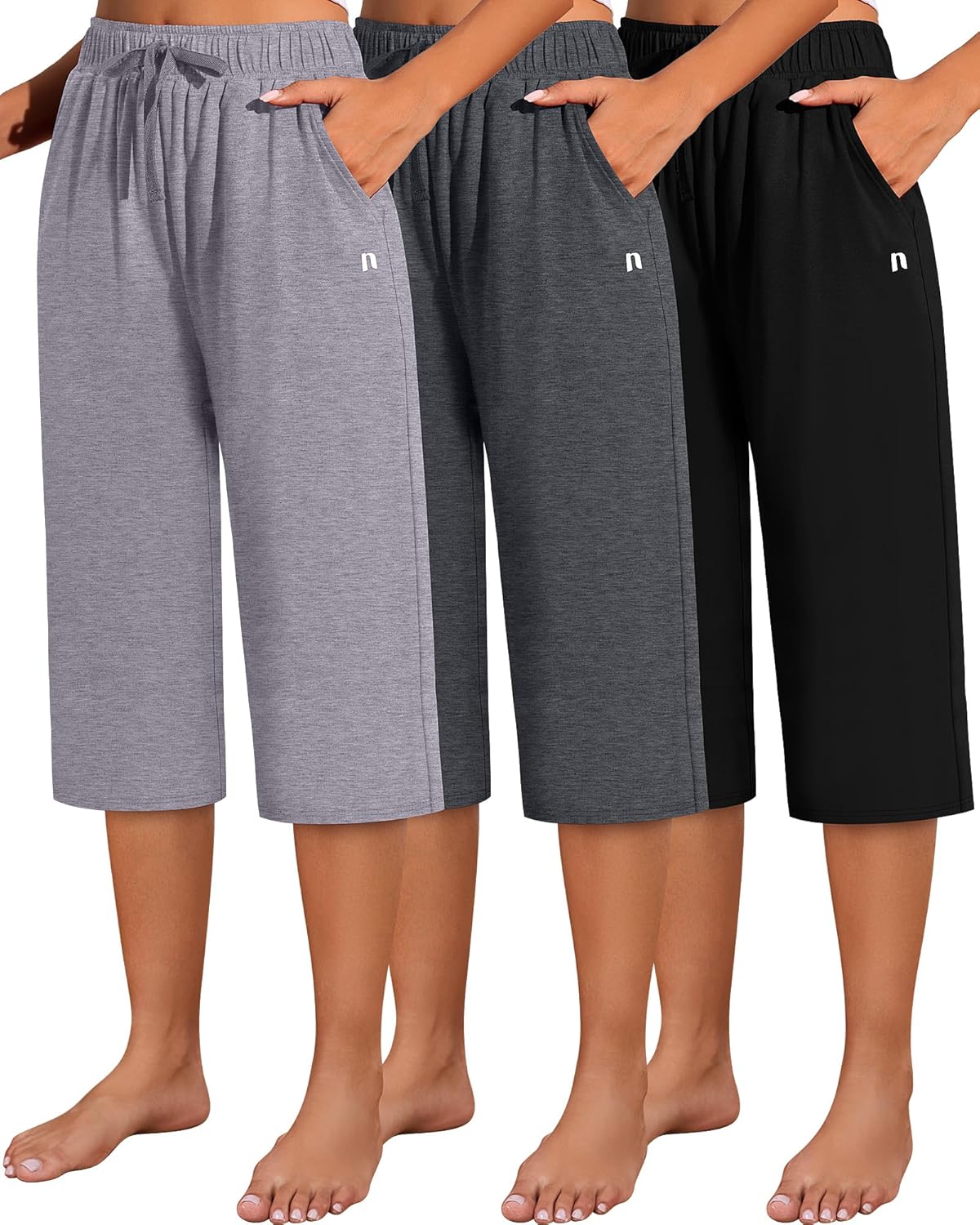 Neer Women's Capri Pants 3 Pack for Casual and Yoga Wear