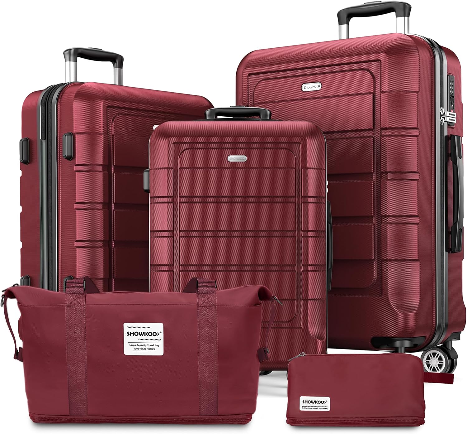 SHOWKOO Luggage Sets Expandable PC+ABS Durable Suitcase 5pcs
