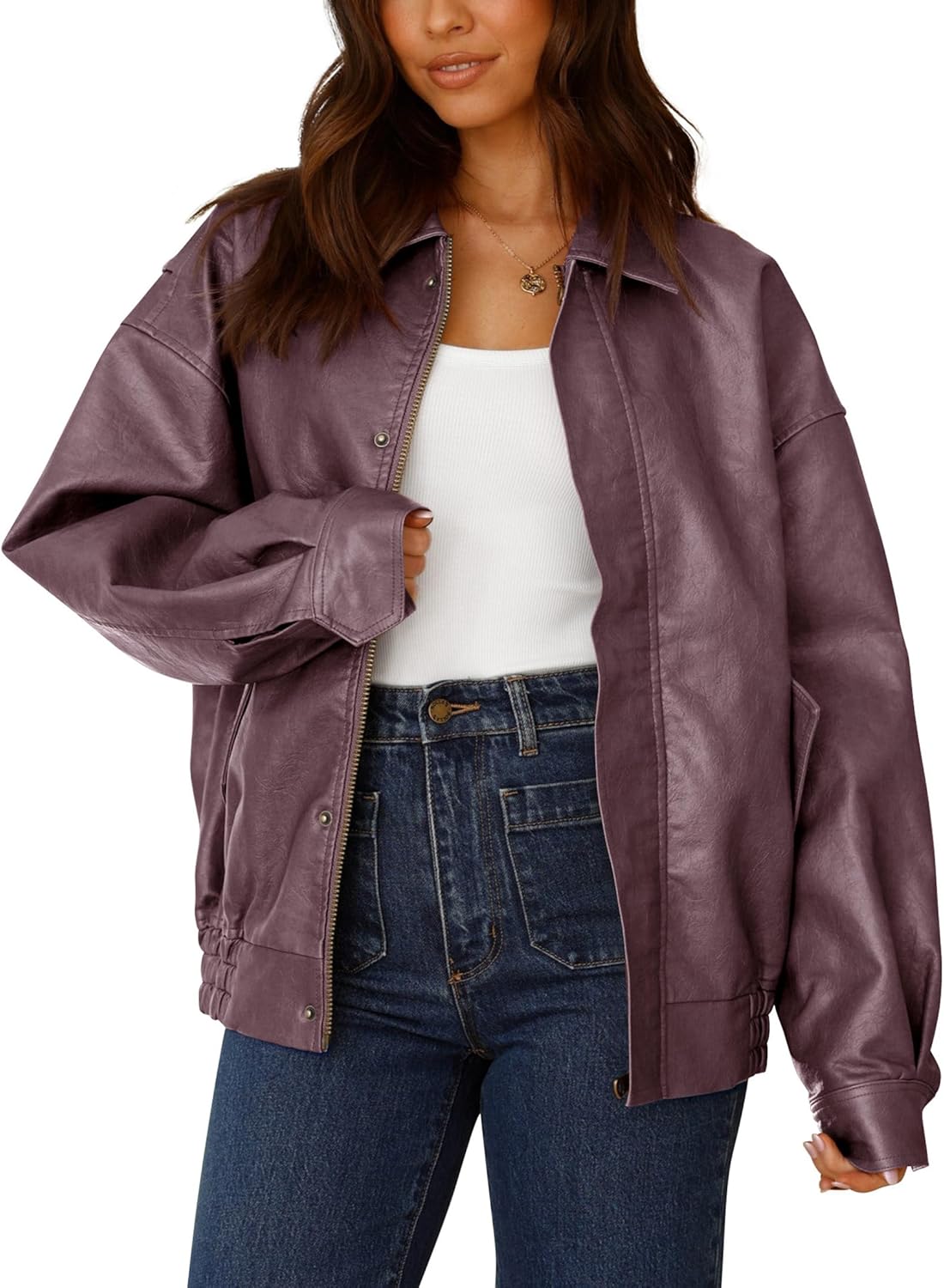 Trendy Faux Leather Motorcycle Jacket for Women - Stylish Outerwear