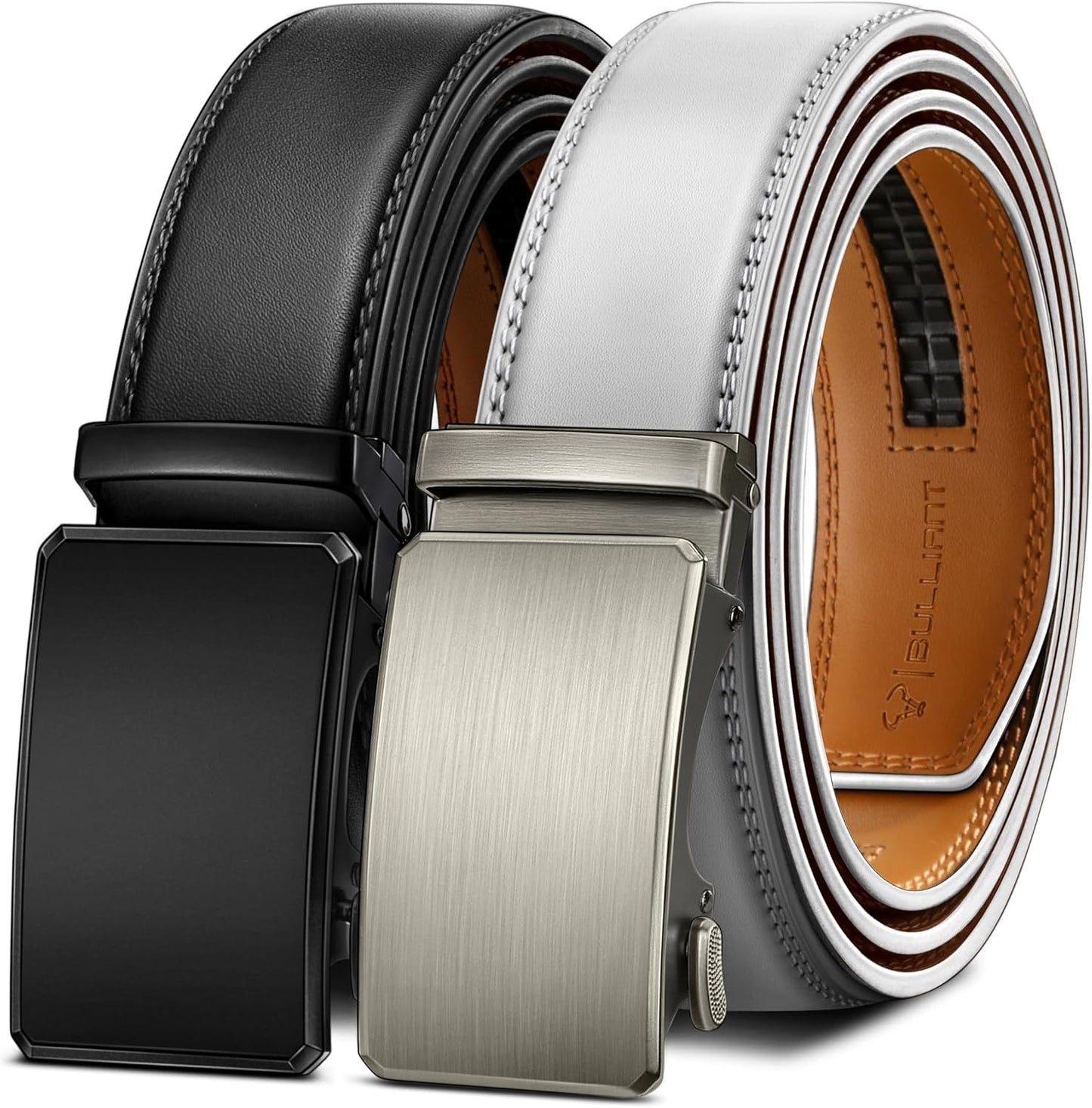 BULLIANT Men Leather Ratchet Belt 2Pack for Dress Casual Wear