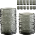 Vintage Hobnail Glassware Set of 12 - Retro Embossed Drinking Glasses