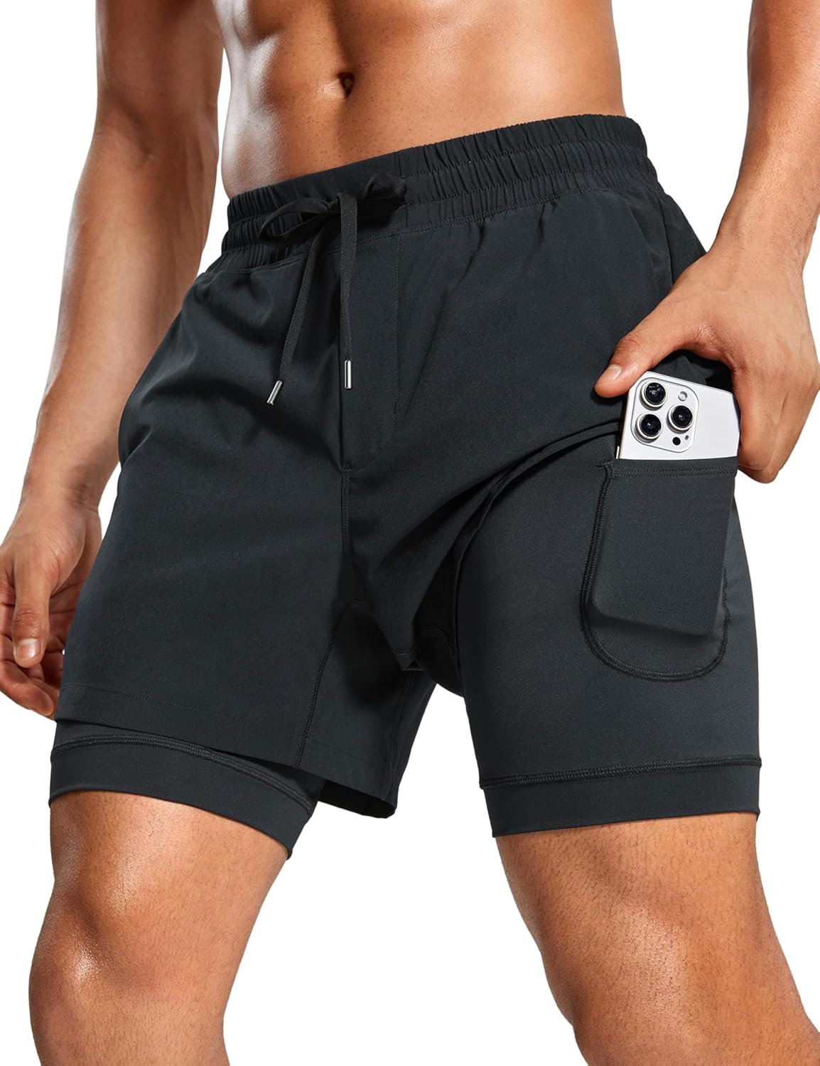 CRZ YOGA 2 in 1 Mens Athletic Shorts for Running and Gym