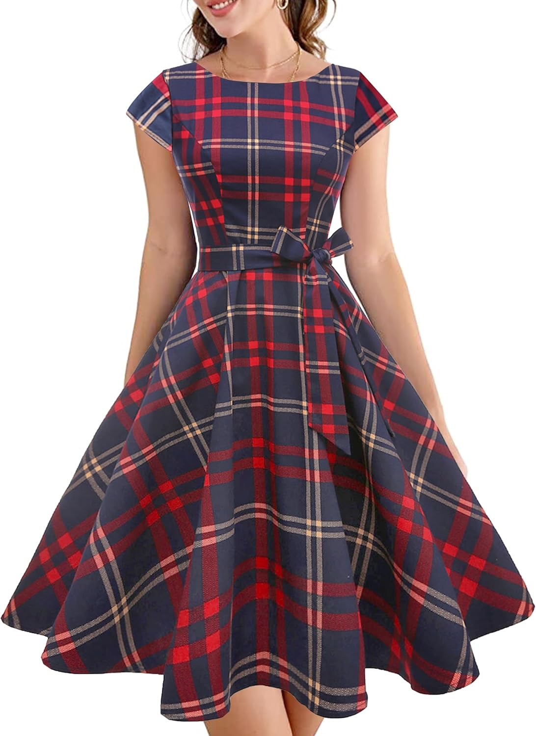 Vintage Swing Cocktail Party Dress with Pockets for Women