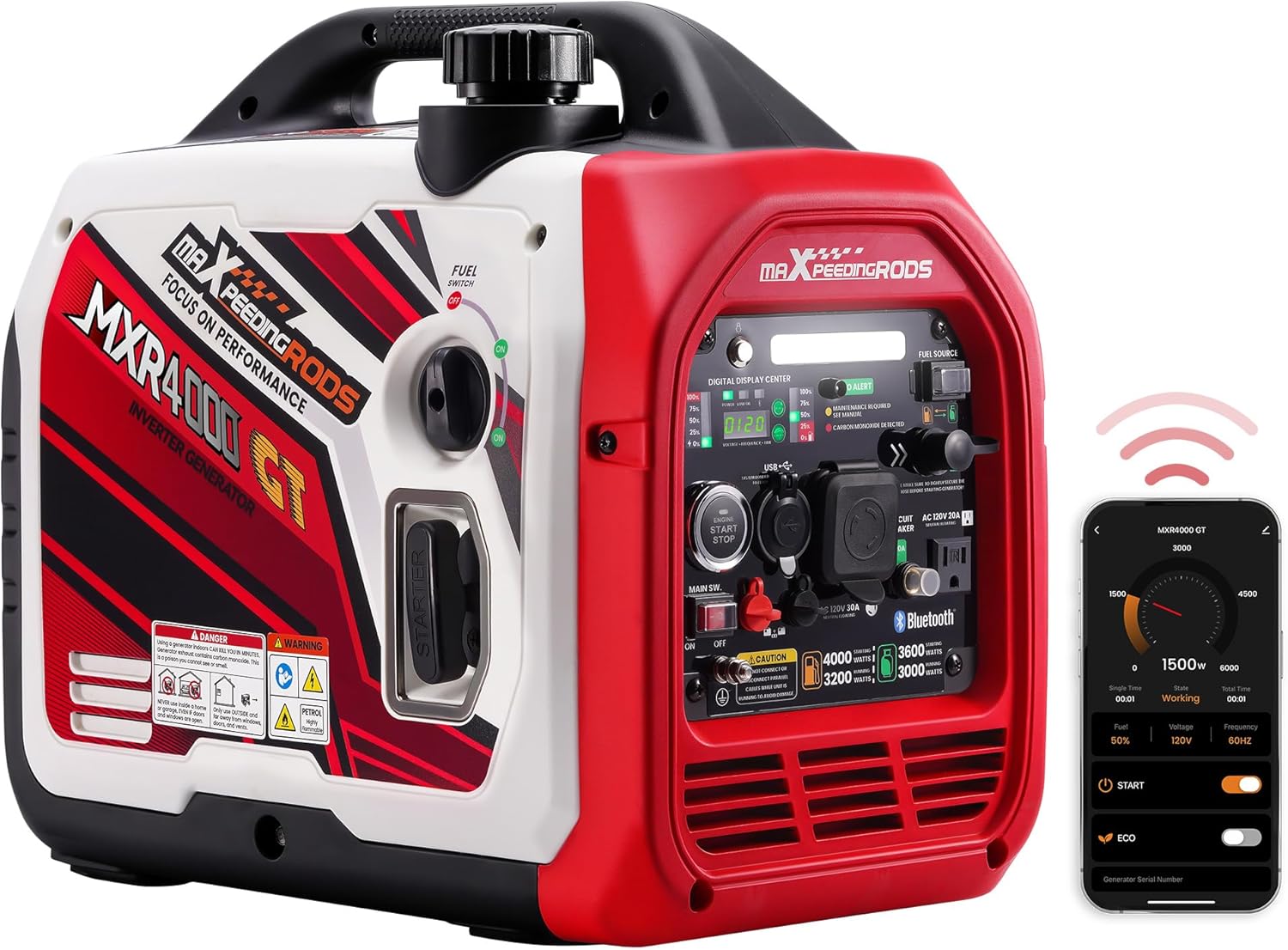 Dual Fuel Inverter Generator with Bluetooth Control for RVs