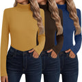 Neer 3 Pack Cotton Women's Turtleneck Tops - Cashmere Blend Base Layer