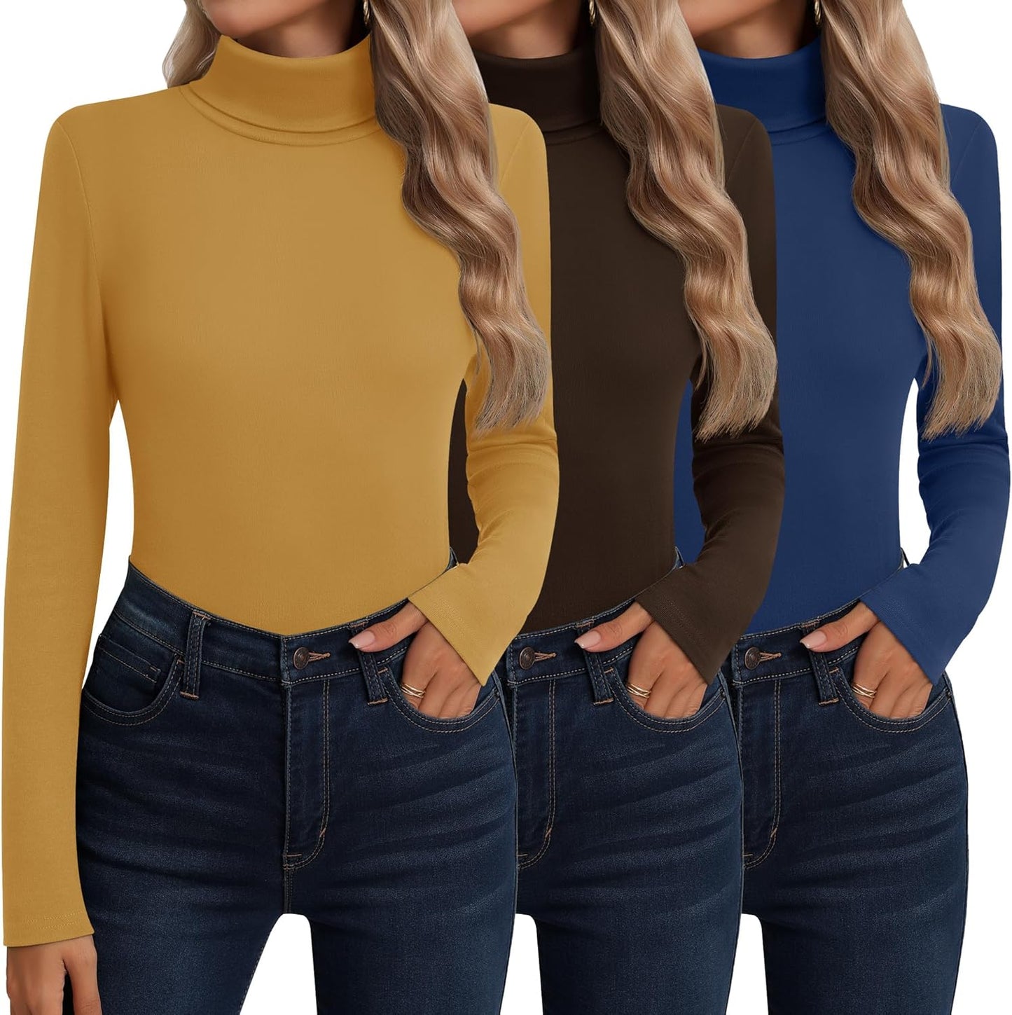 Neer Women's Turtleneck Long Sleeve Tops for Fall and Winter