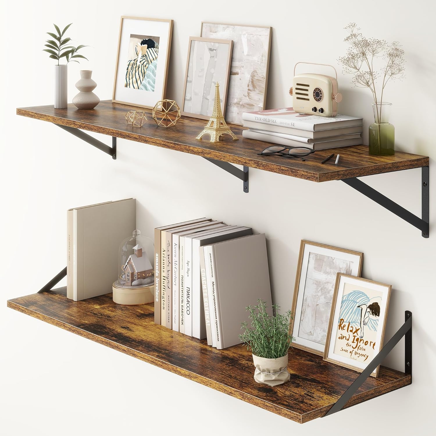 12 Inch Deep Floating Shelves for Rustic Home Decor and Storage