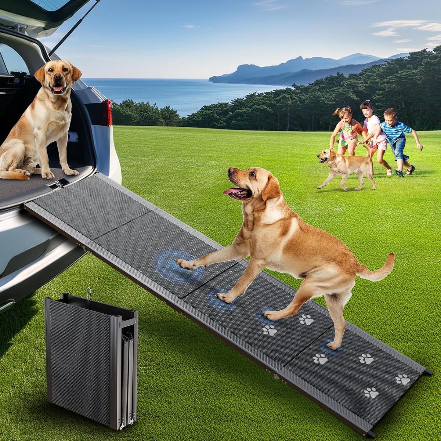 Dog Ramp for Car - Extended 71ft' Folding Pet Stair Ramp