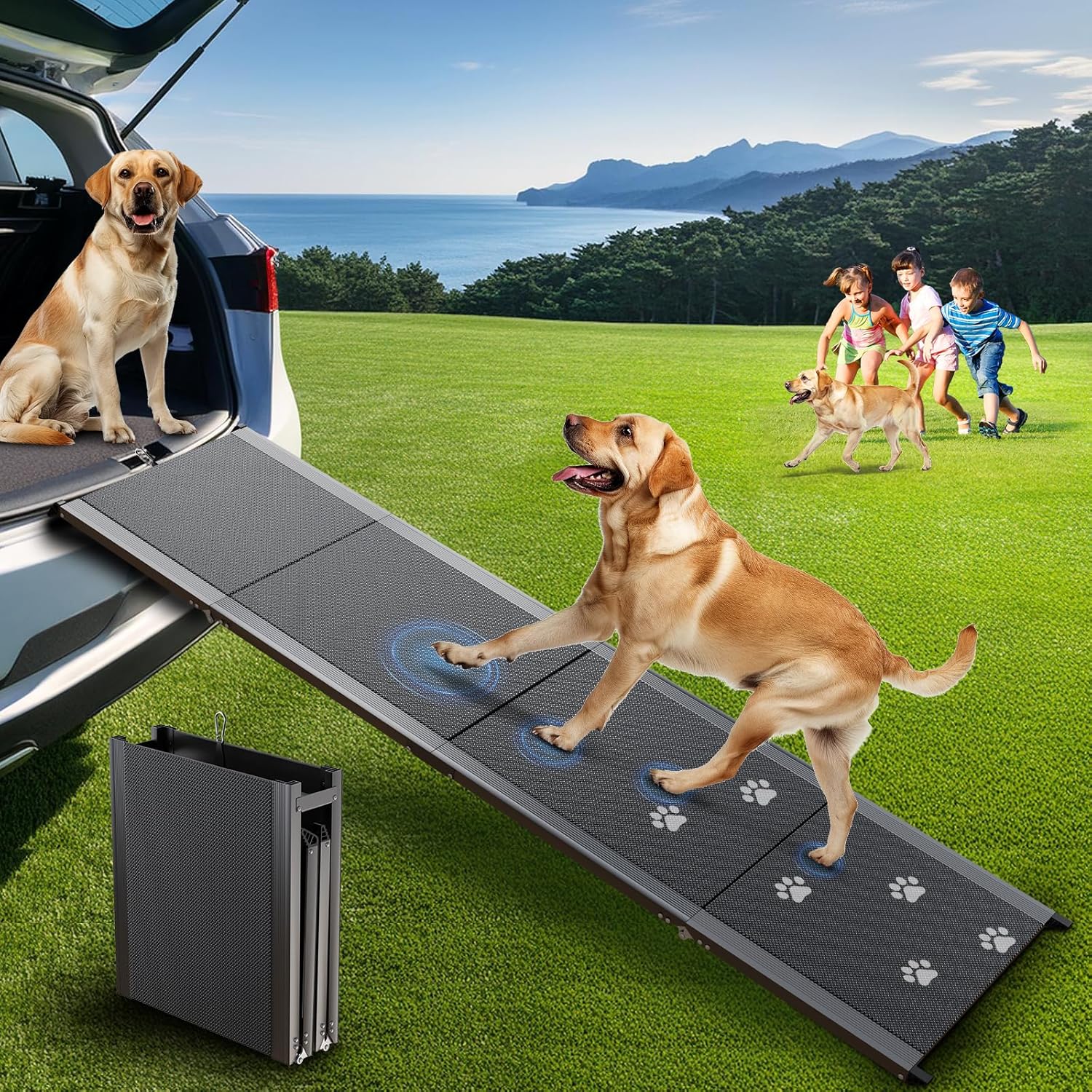 Dog Ramp for Car - Extended 71ft' Folding Pet Stair Ramp