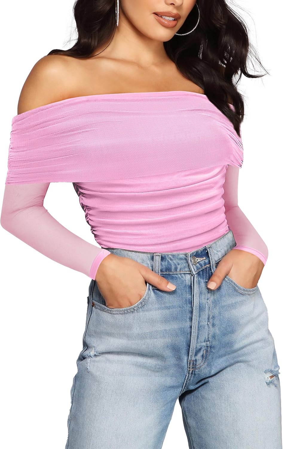 SAUNGKUAI Women's Off The Shoulder Long Sleeve Bodysuit Review