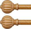 Imitation Wood Curtain Rods 18-45 in Adjustable 2 Pack - Classic
