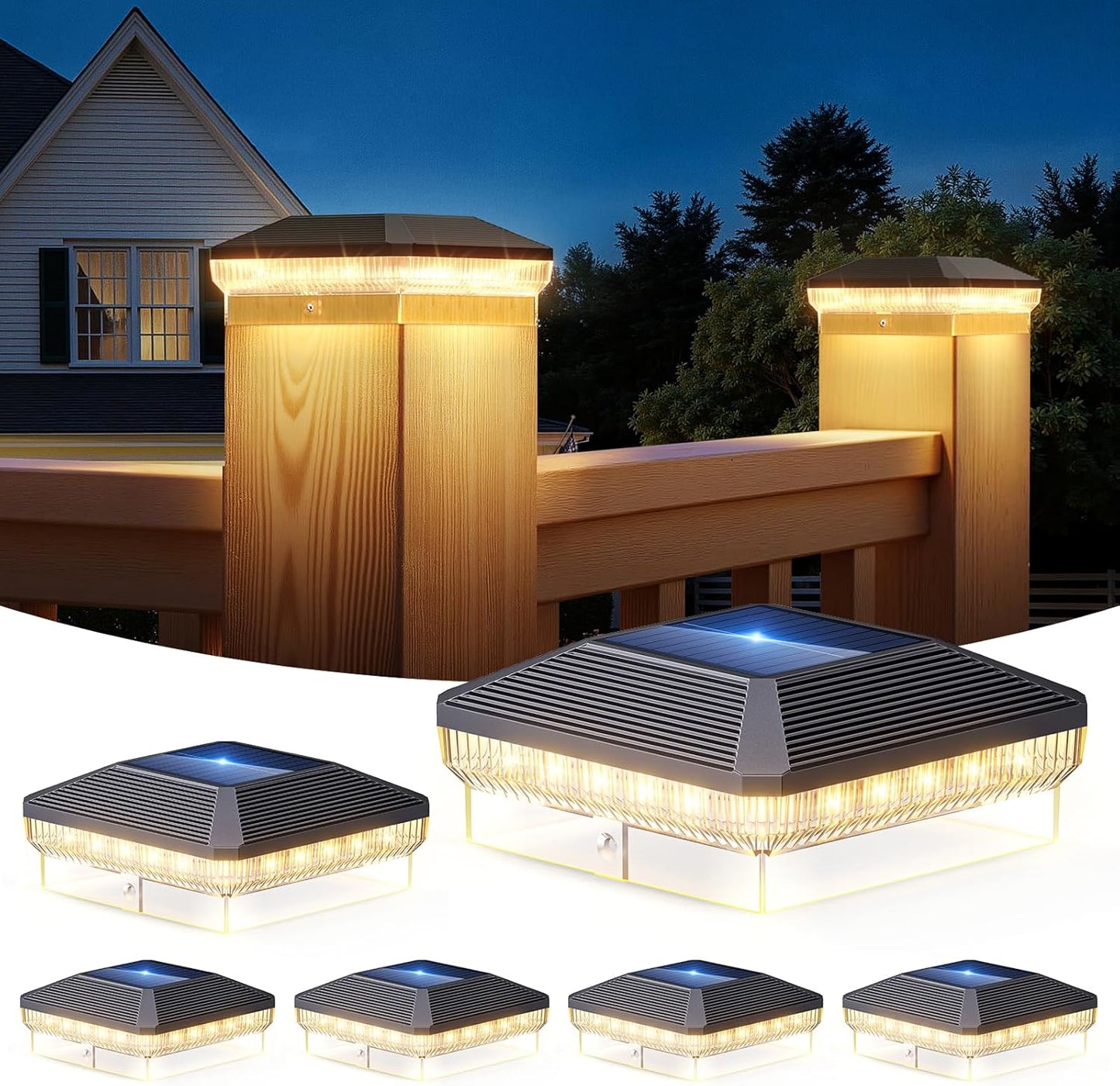 LETMY Solar Post Cap Lights Outdoor with 3 Modes and 40 LEDs