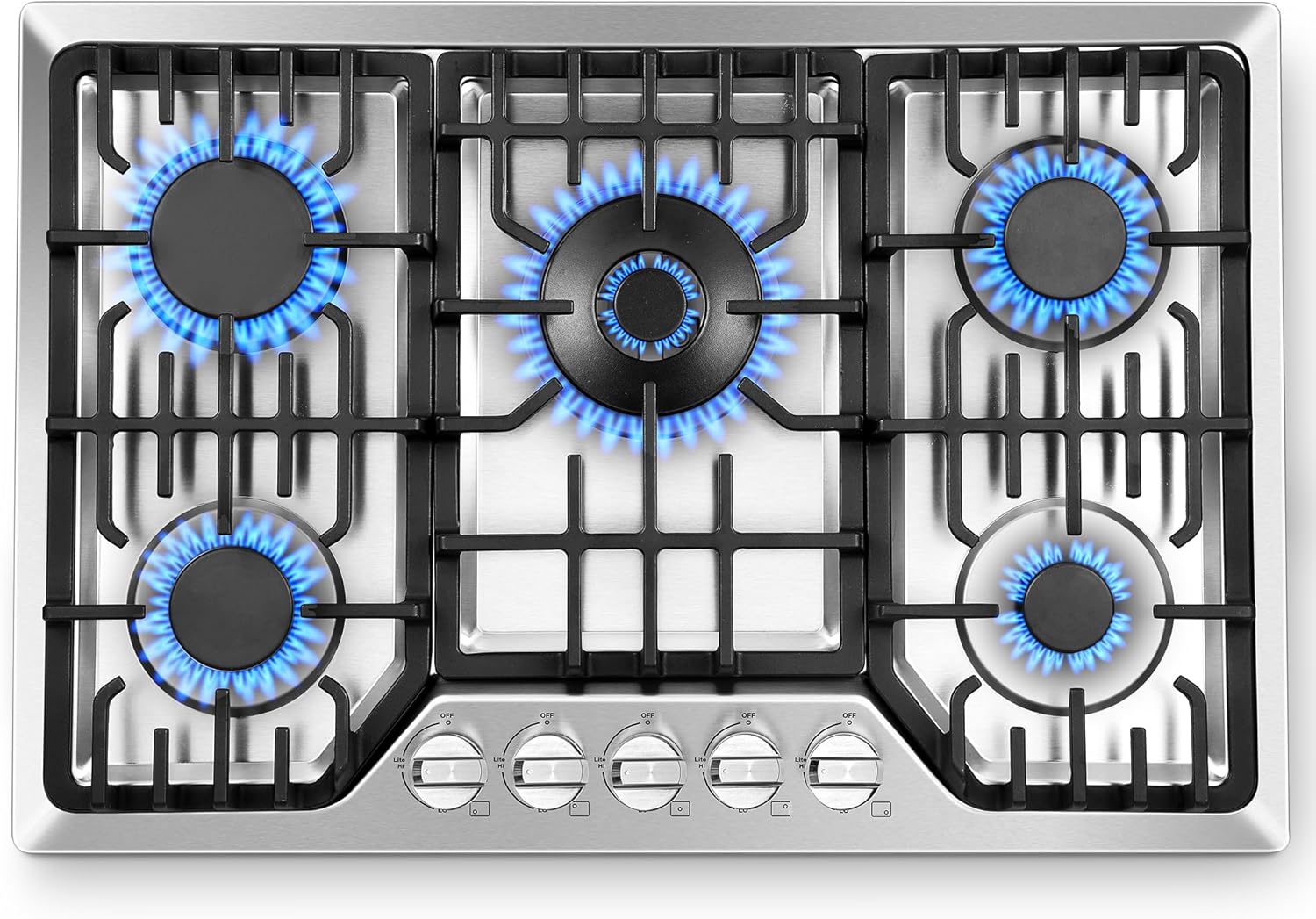 30 Inch Gas Cooktop with 5 Powerful Italy SABAF Burners