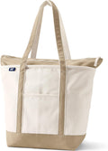 Lands' End Zip Top Long Handle Canvas Tote Bag - Durable Everyday is